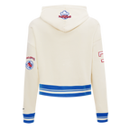 MLB TEXAS RANGERS RETRO CLASSIC CHANDAIL À CAPUCHON COURT CÔTELÉ POUR FEMME (COQUILLE D'ŒUF/BLEU ROYAL)