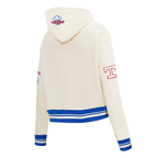 MLB TEXAS RANGERS RETRO CLASSIC CHANDAIL À CAPUCHON COURT CÔTELÉ POUR FEMME (COQUILLE D'ŒUF/BLEU ROYAL)