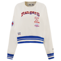 MLB TEXAS RANGERS RETRO CLASSIC CHANDAIL À COL ROND CÔTELÉ POUR FEMME (COQUILLE D'ŒUF/BLEU ROYAL)