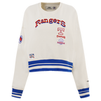 MLB TEXAS RANGERS RETRO CLASSIC CHANDAIL À COL ROND CÔTELÉ POUR FEMME (COQUILLE D'ŒUF/BLEU ROYAL)