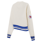 MLB TEXAS RANGERS RETRO CLASSIC CHANDAIL À COL ROND CÔTELÉ POUR FEMME (COQUILLE D'ŒUF/BLEU ROYAL)