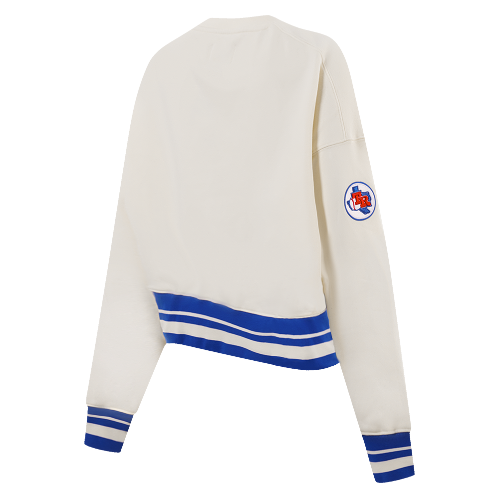 MLB TEXAS RANGERS RETRO CLASSIC CHANDAIL À COL ROND CÔTELÉ POUR FEMME (COQUILLE D'ŒUF/BLEU ROYAL)