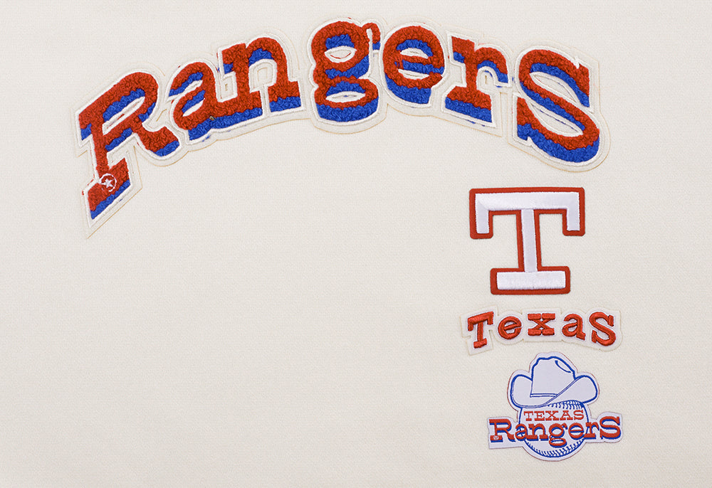 MLB TEXAS RANGERS RETRO CLASSIC CHANDAIL À COL ROND CÔTELÉ POUR FEMME (COQUILLE D'ŒUF/BLEU ROYAL)