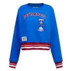 MLB TEXAS RANGERS RETRO CLASSIC CHANDAIL À COL ROND CÔTELÉ POUR FEMME (BLEU ROYAL/ROUGE)