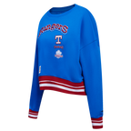 MLB TEXAS RANGERS RETRO CLASSIC CHANDAIL À COL ROND CÔTELÉ POUR FEMME (BLEU ROYAL/ROUGE)