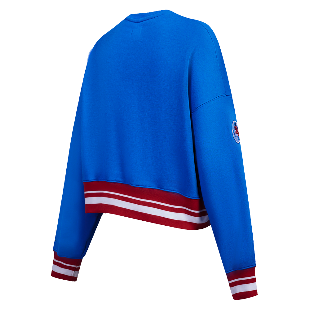 MLB TEXAS RANGERS RETRO CLASSIC CHANDAIL À COL ROND CÔTELÉ POUR FEMME (BLEU ROYAL/ROUGE)