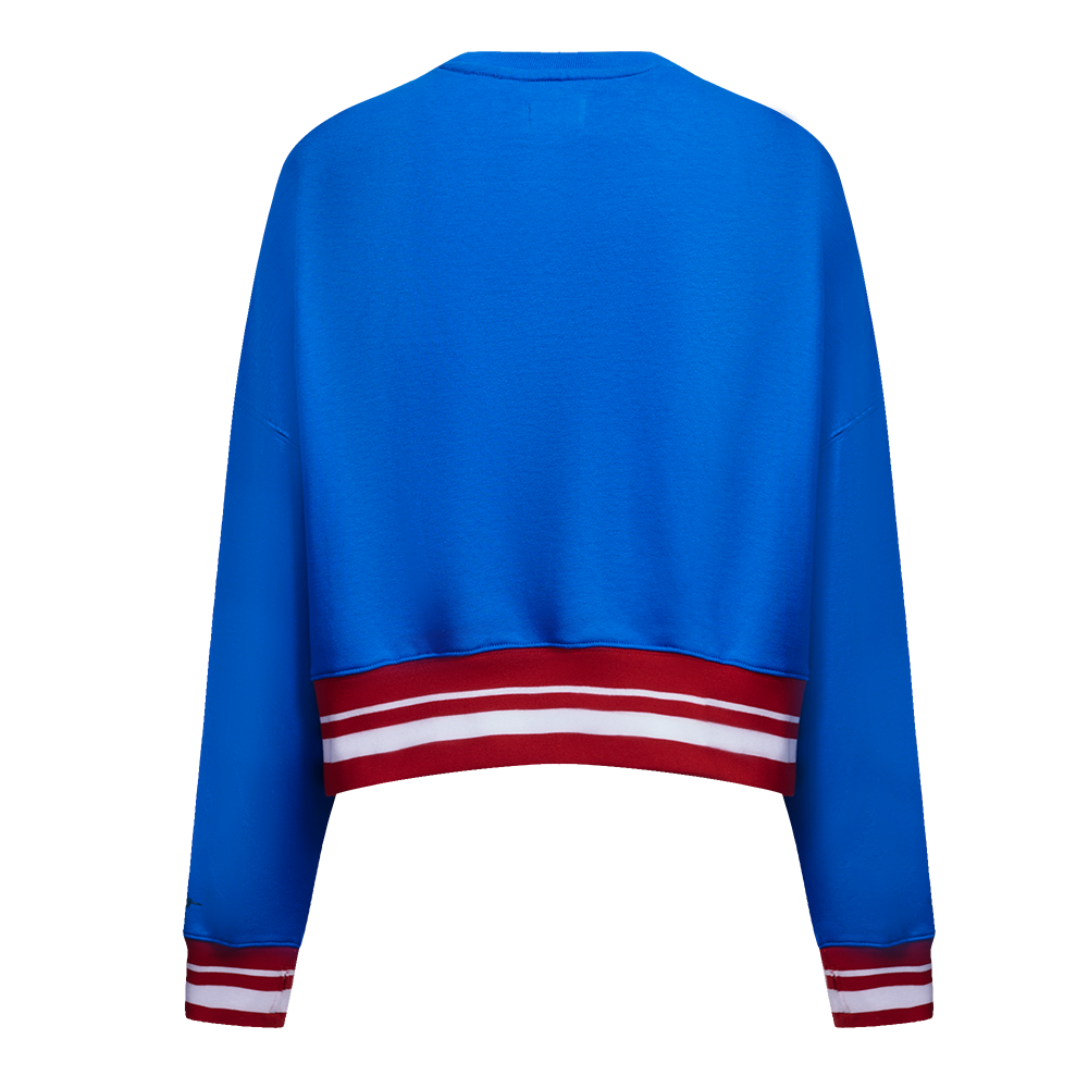 MLB TEXAS RANGERS RETRO CLASSIC CHANDAIL À COL ROND CÔTELÉ POUR FEMME (BLEU ROYAL/ROUGE)