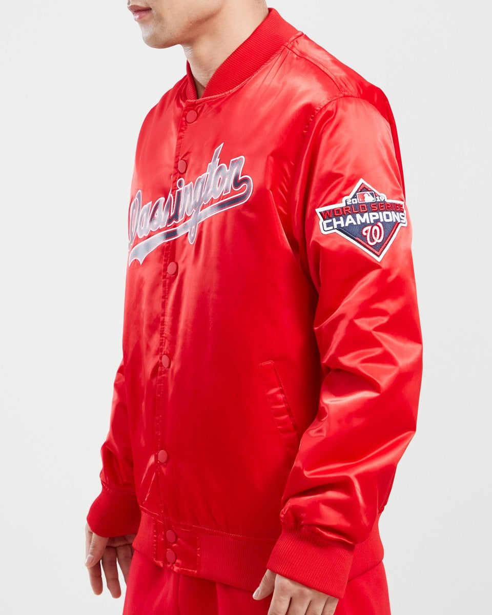MLB WASHINGTON NATIONALS BIG LOGO MEN'S SATIN JACKET (RED)