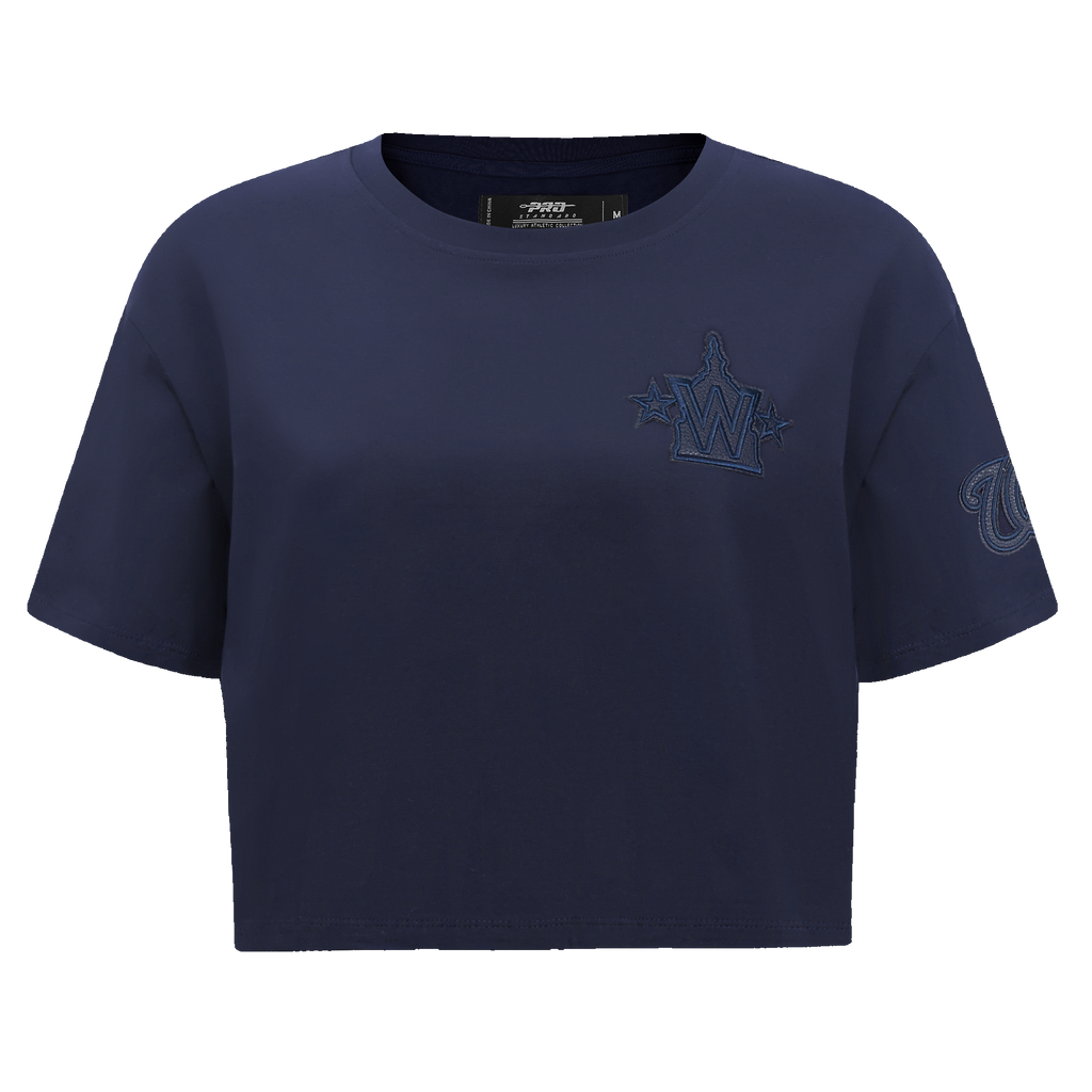 MLB WASHINGTON NATIONALS TRIPLE TONAL T-SHIRT EN JERSEY SIMPLE À COUPE CARRÉE POUR FEMME (MARINE MINUIT)