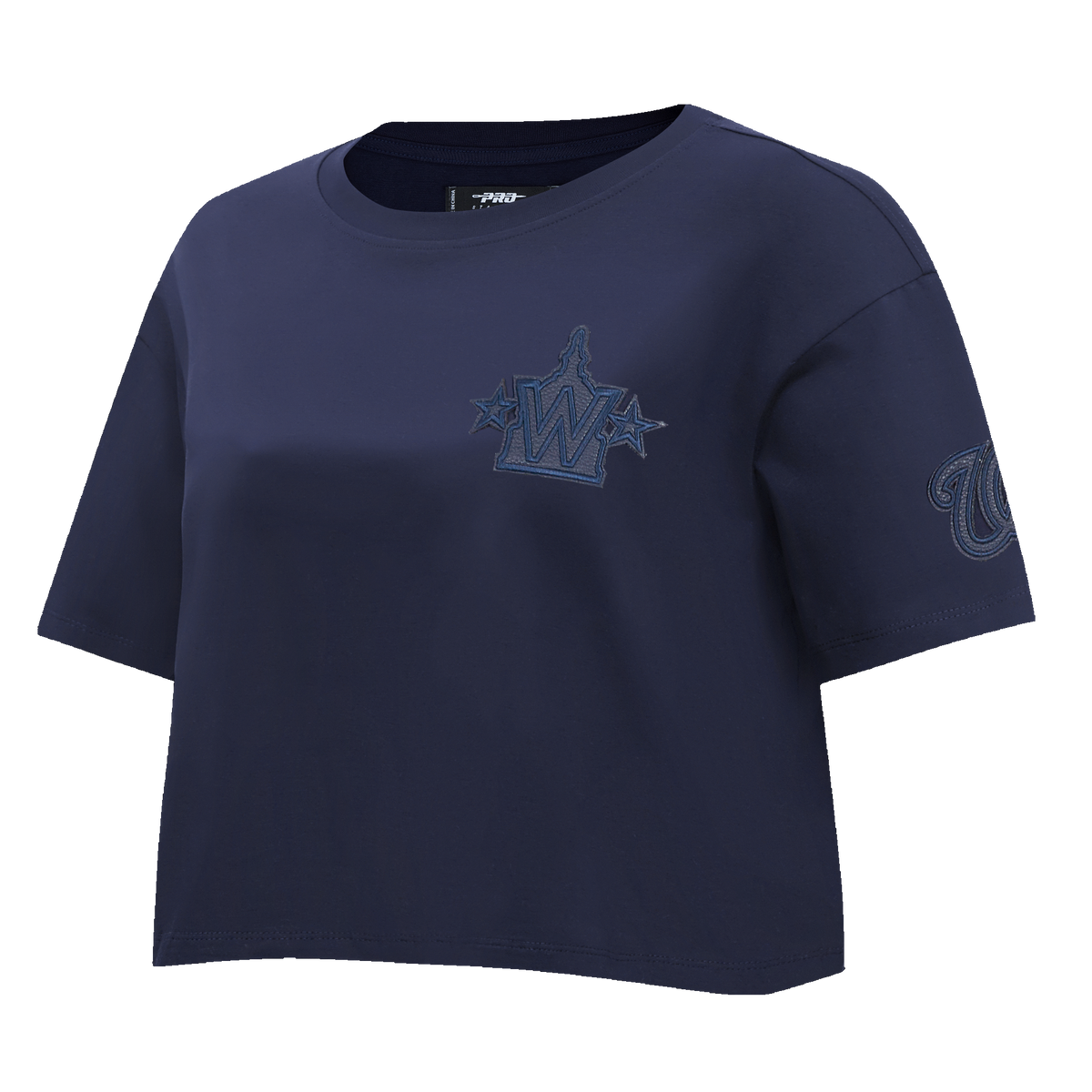 MLB WASHINGTON NATIONALS TRIPLE TONAL T-SHIRT EN JERSEY SIMPLE À COUPE CARRÉE POUR FEMME (MARINE MINUIT)