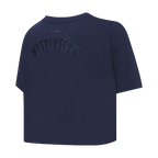 MLB WASHINGTON NATIONALS TRIPLE TONAL T-SHIRT EN JERSEY SIMPLE À COUPE CARRÉE POUR FEMME (MARINE MINUIT)