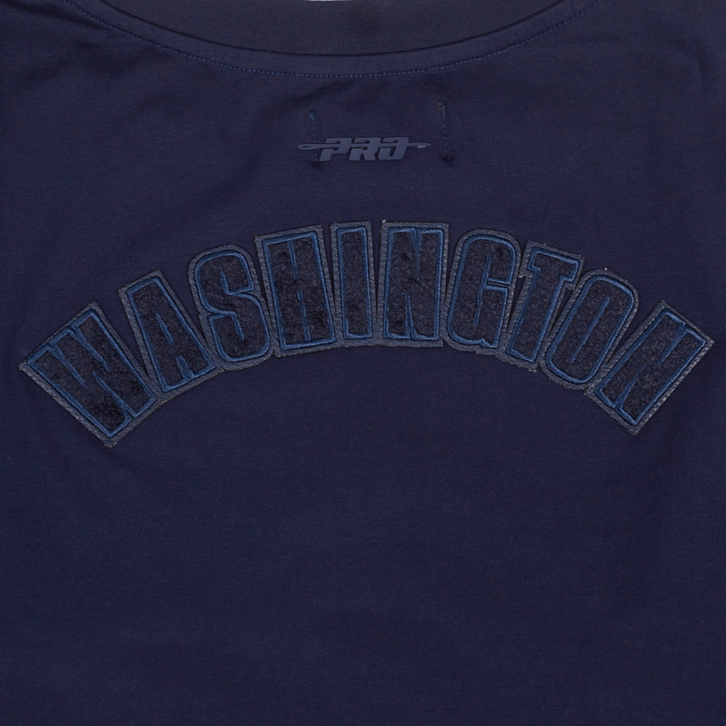 MLB WASHINGTON NATIONALS TRIPLE TONAL T-SHIRT EN JERSEY SIMPLE À COUPE CARRÉE POUR FEMME (MARINE MINUIT)
