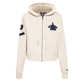 MLB WASHINGTON NATIONALS TRIPLE TONAL WOMEN'S DOUBLE KNIT FULL ZIP HOODIE (EGGSHELL)