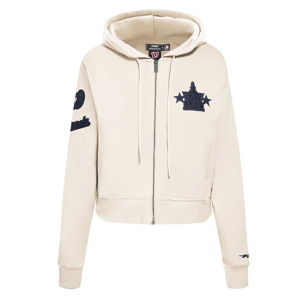 MLB WASHINGTON NATIONALS TRIPLE TONAL WOMEN'S DOUBLE KNIT FULL ZIP HOODIE (EGGSHELL)