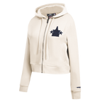 MLB WASHINGTON NATIONALS TRIPLE TONAL WOMEN'S DOUBLE KNIT FULL ZIP HOODIE (EGGSHELL)