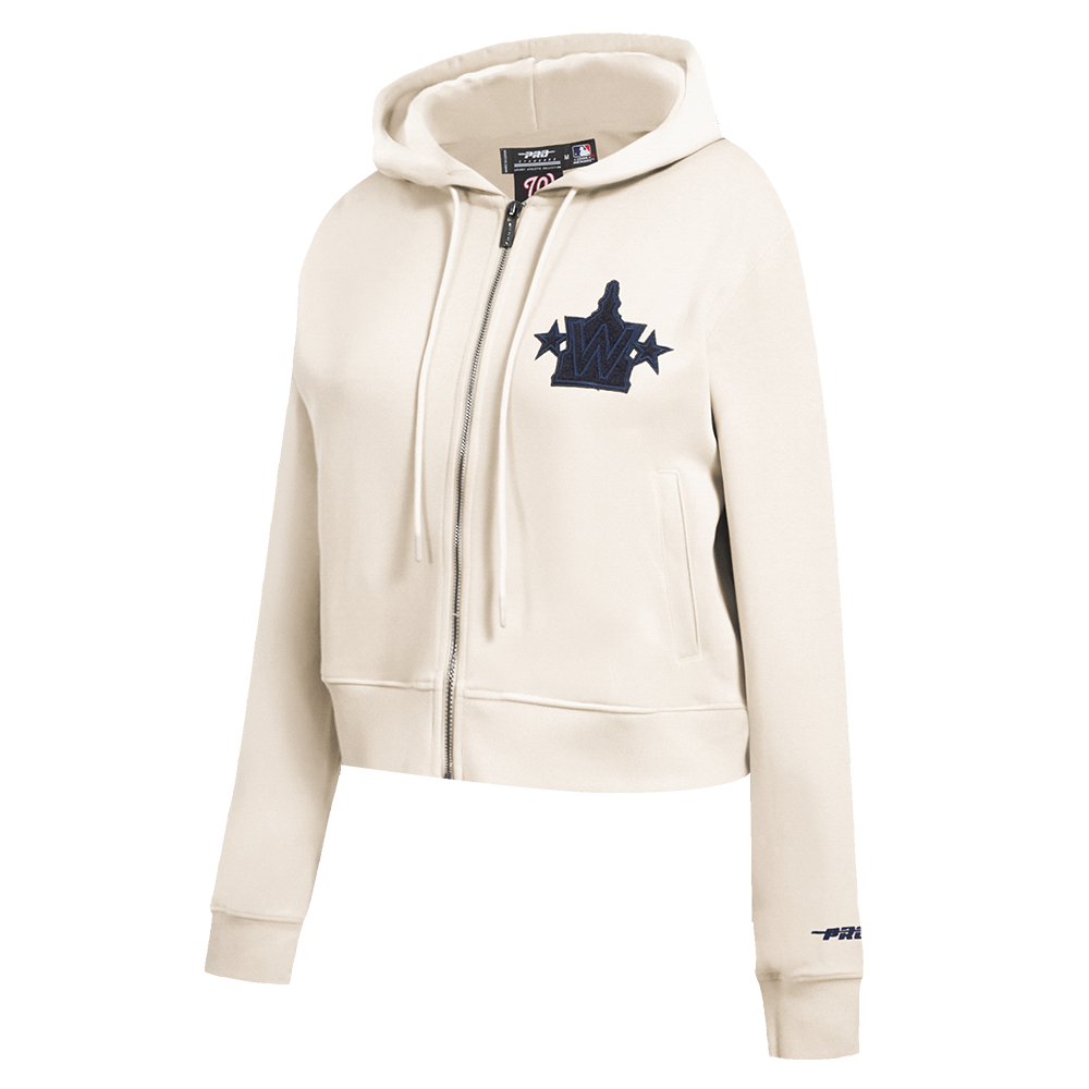 MLB WASHINGTON NATIONALS TRIPLE TONAL WOMEN'S DOUBLE KNIT FULL ZIP HOODIE (EGGSHELL)