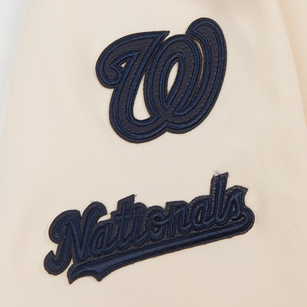 MLB WASHINGTON NATIONALS TRIPLE TONAL WOMEN'S DOUBLE KNIT FULL ZIP HOODIE (EGGSHELL)