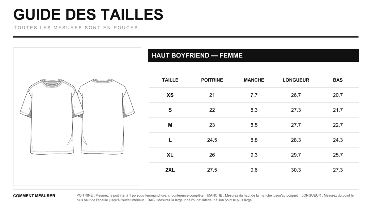 Guide des tailles