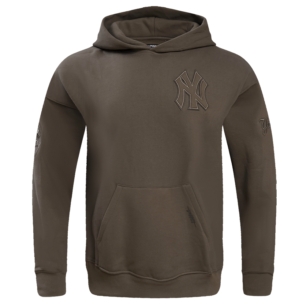 MLB NEW YORK YANKEES NEUTRAL DROP SHOULDER MEN'S PULLOVER HOODIE (DARK TAUPE)