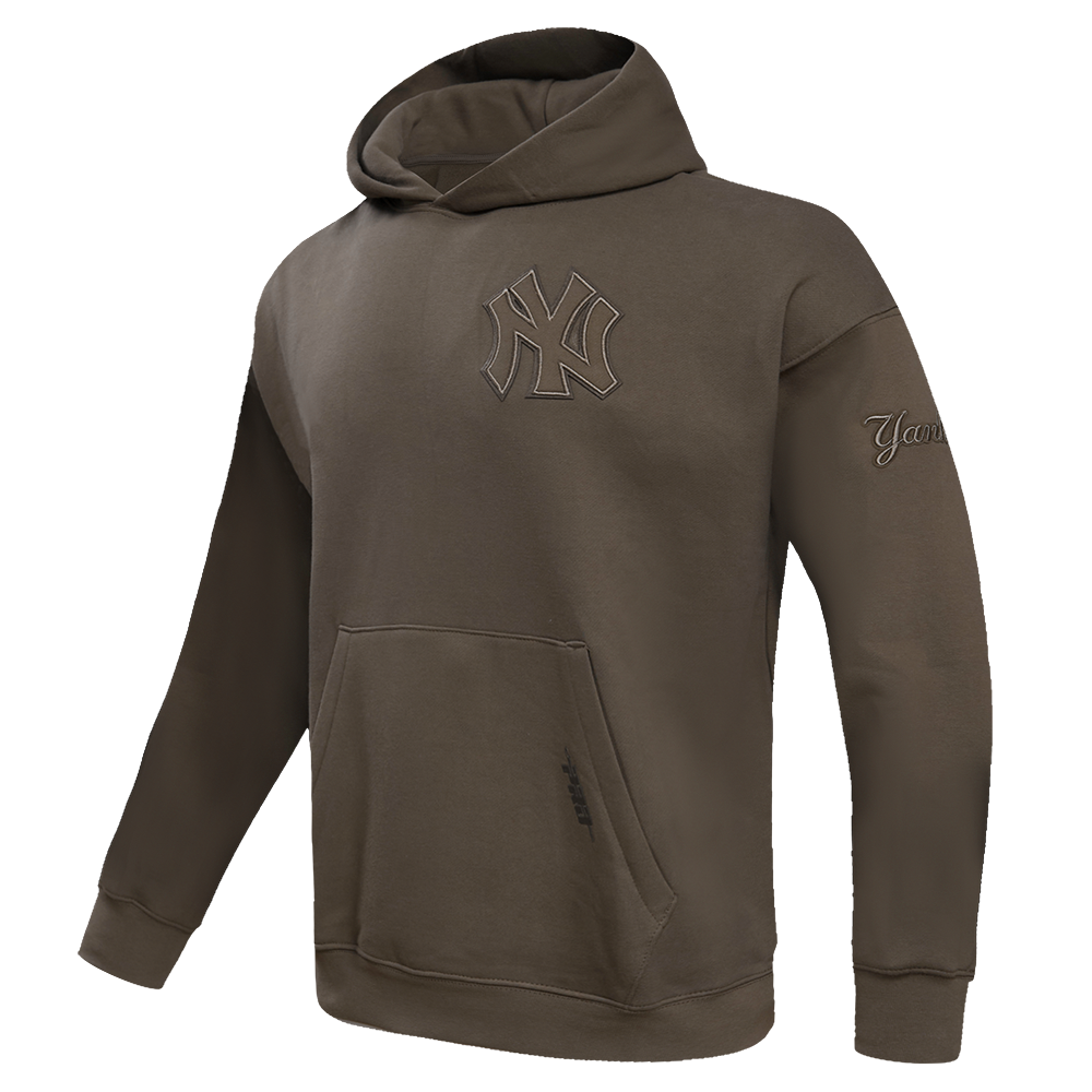 MLB NEW YORK YANKEES NEUTRAL DROP SHOULDER MEN'S PULLOVER HOODIE (DARK TAUPE)