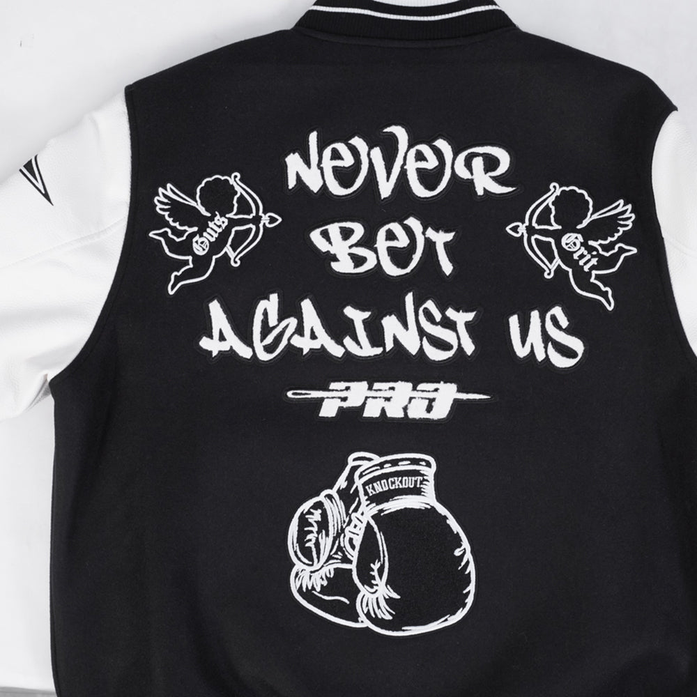 PRO STANDARD MEN'S VARSITY JACKET (BLACK/WHITE)