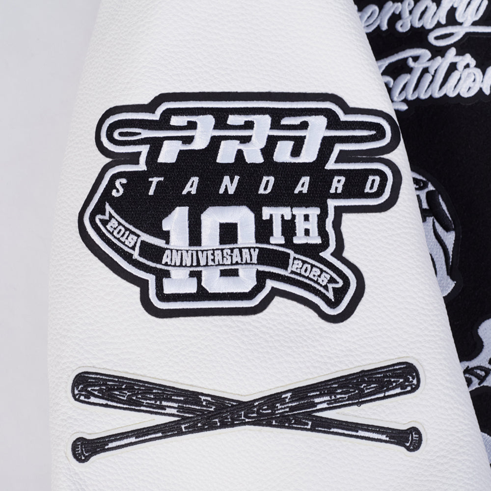 PRO STANDARD MEN'S VARSITY JACKET (BLACK/WHITE)