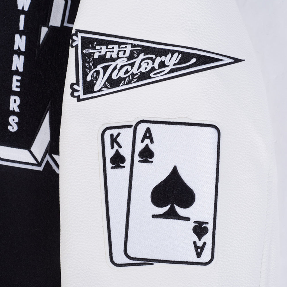 PRO STANDARD MEN'S VARSITY JACKET (BLACK/WHITE)