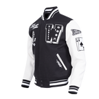 PRO STANDARD MEN'S VARSITY JACKET (BLACK/WHITE)