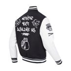 PRO STANDARD MEN'S VARSITY JACKET (BLACK/WHITE)