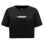 PRO STANDARD CLASSIC CHENILLE T-SHIRT EN JERSEY SIMPLE À COUPE CARRÉE ET À LOGO BLANC POUR FEMME (NOIR)