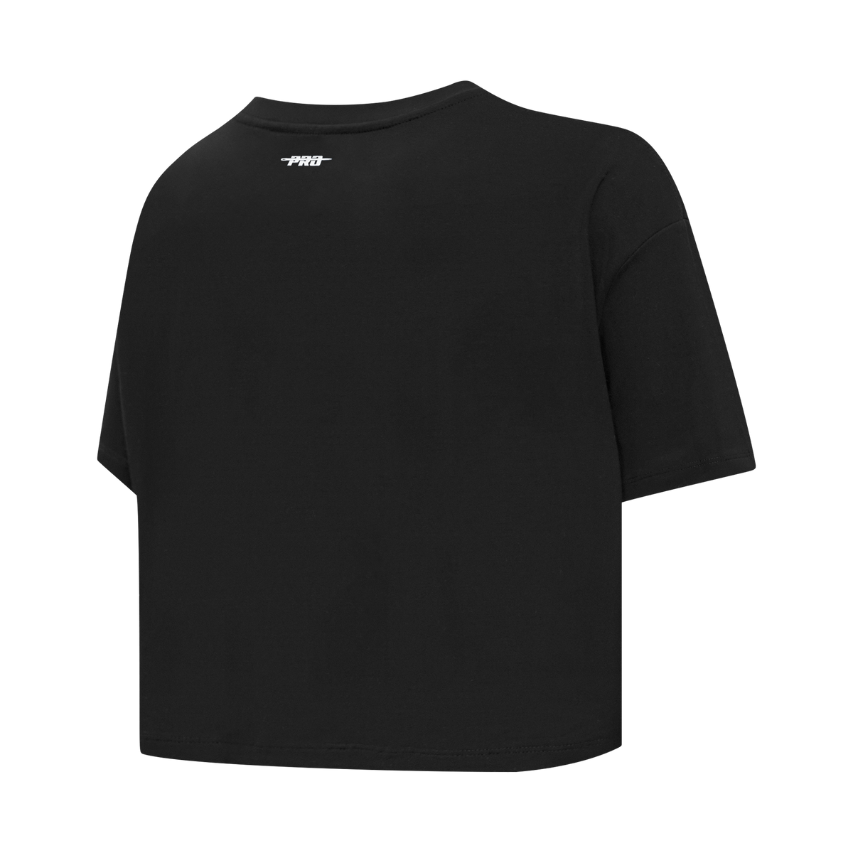 PRO STANDARD CLASSIC CHENILLE T-SHIRT EN JERSEY SIMPLE À COUPE CARRÉE ET À LOGO BLANC POUR FEMME (NOIR)