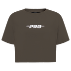 PRO STANDARD CLASSIC CHENILLE T-SHIRT EN JERSEY SIMPLE À COUPE CARRÉE ET À LOGO BLANC POUR FEMME (TAUPE FONCÉ)