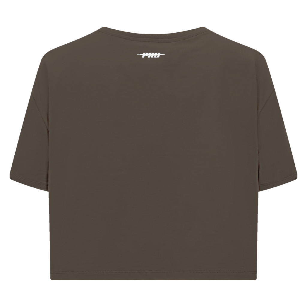PRO STANDARD CLASSIC CHENILLE T-SHIRT EN JERSEY SIMPLE À COUPE CARRÉE ET À LOGO BLANC POUR FEMME (TAUPE FONCÉ)
