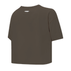 PRO STANDARD CLASSIC CHENILLE T-SHIRT EN JERSEY SIMPLE À COUPE CARRÉE ET À LOGO BLANC POUR FEMME (TAUPE FONCÉ)