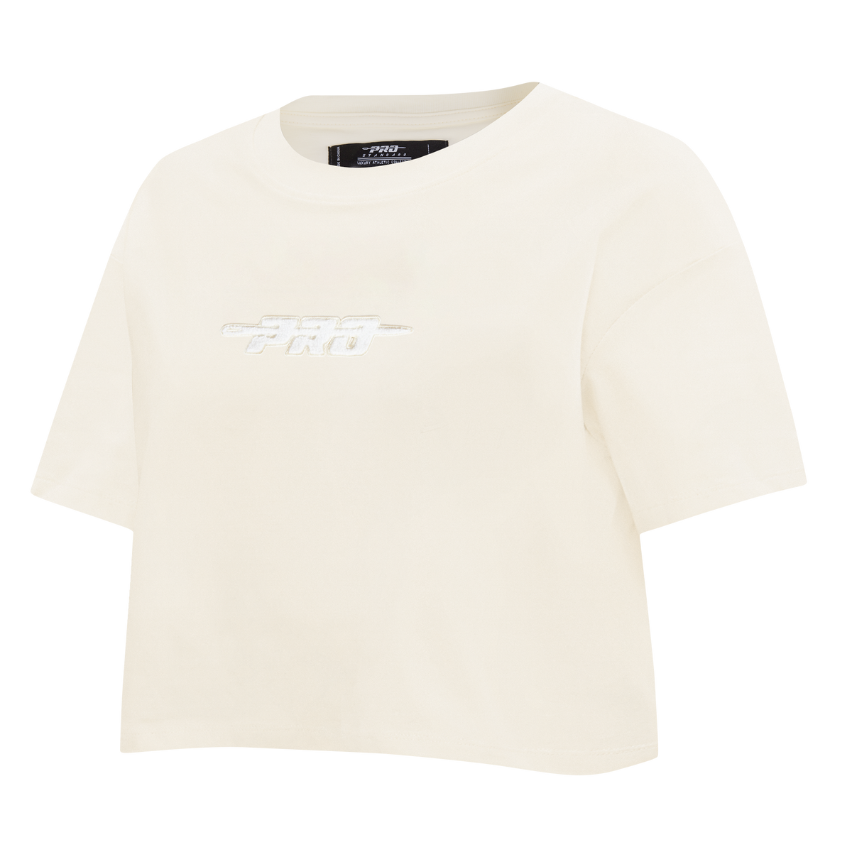 PRO STANDARD CLASSIC CHENILLE T-SHIRT EN JERSEY SIMPLE À COUPE CARRÉE ET À LOGO BLANC POUR FEMME (COQUILLE D'ŒUF)