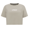 PRO STANDARD CLASSIC CHENILLE T-SHIRT EN JERSEY SIMPLE À COUPE CARRÉE ET À LOGO BLANC POUR FEMME (TAUPE)