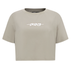 PRO STANDARD CLASSIC CHENILLE T-SHIRT EN JERSEY SIMPLE À COUPE CARRÉE ET À LOGO BLANC POUR FEMME (TAUPE)