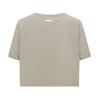PRO STANDARD CLASSIC CHENILLE T-SHIRT EN JERSEY SIMPLE À COUPE CARRÉE ET À LOGO BLANC POUR FEMME (TAUPE)