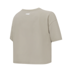 PRO STANDARD CLASSIC CHENILLE T-SHIRT EN JERSEY SIMPLE À COUPE CARRÉE ET À LOGO BLANC POUR FEMME (TAUPE)