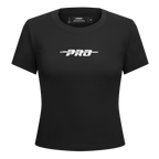 PRO STANDARD CLASSIC CHENILLE WHT LOGO WOMEN'S BABY DOLL TEE (BLACK)