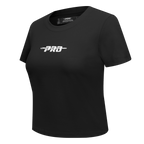 PRO STANDARD CLASSIC CHENILLE WHT LOGO WOMEN'S BABY DOLL TEE (BLACK)
