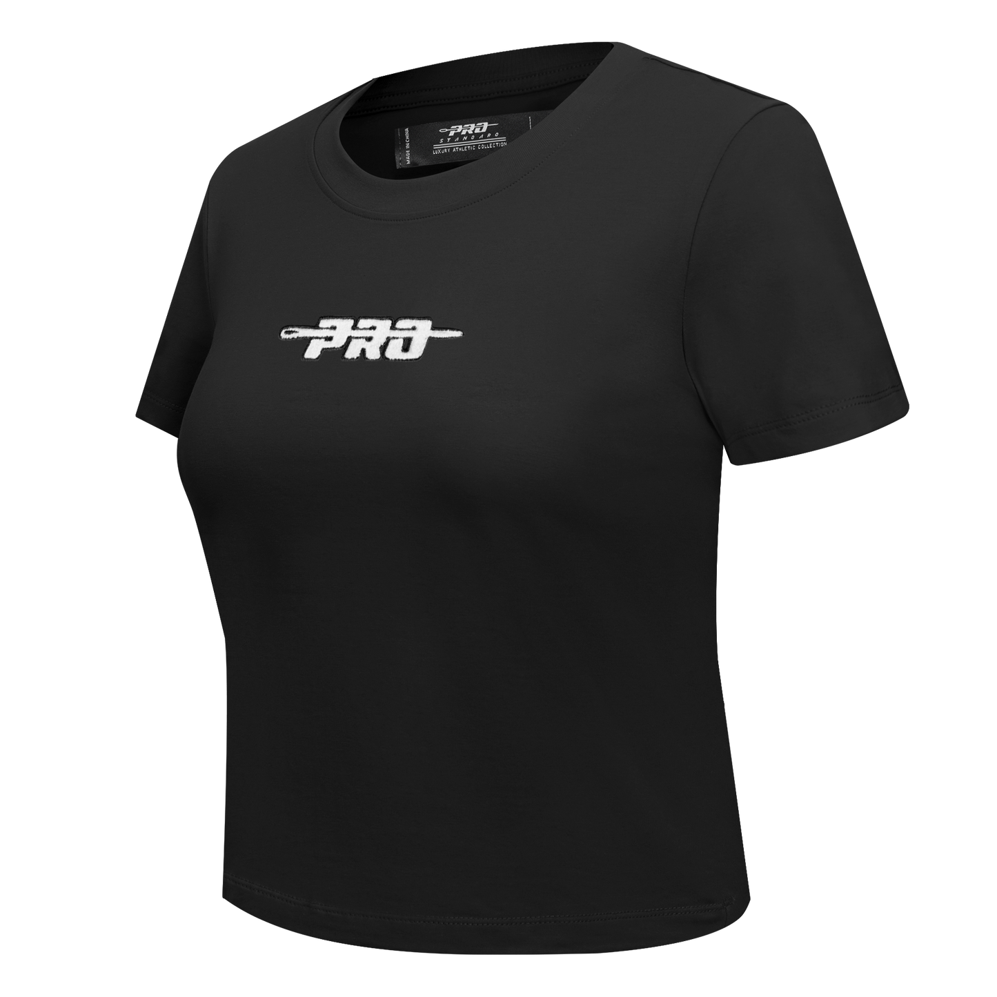 PRO STANDARD CLASSIC CHENILLE WHT LOGO WOMEN'S BABY DOLL TEE (BLACK)
