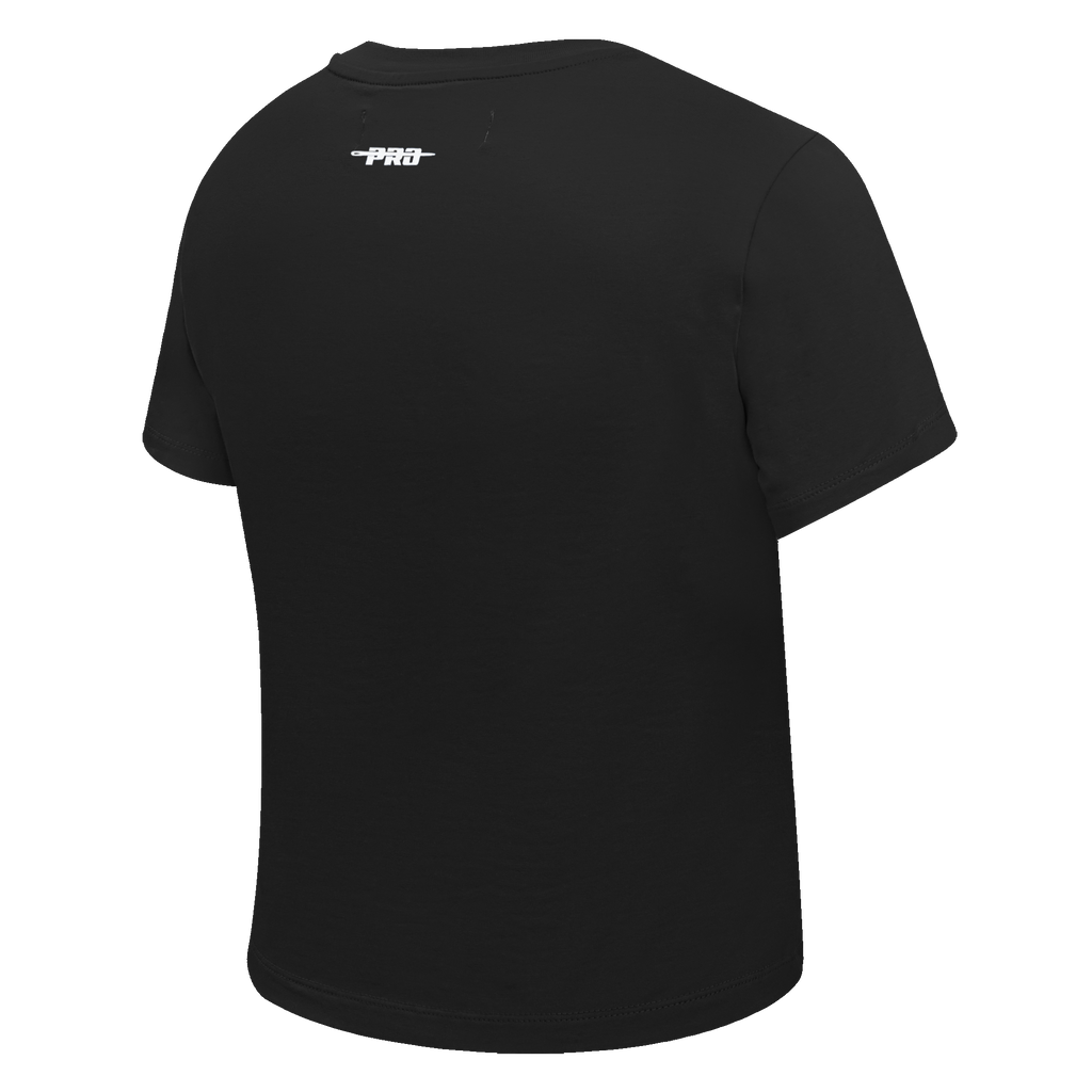 PRO STANDARD CLASSIC CHENILLE WHT LOGO WOMEN'S BABY DOLL TEE (BLACK)