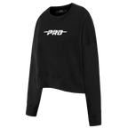 PRO STANDARD CLASSIC CHENILLE WHT LOGO WOMEN'S FLC CREWNECK (BLACK)