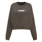 PRO STANDARD CLASSIC CHENILLE CHANDAIL À COL ROND EN MOLLETON À LOGO BLANC POUR FEMME (TAUPE FONCÉ)