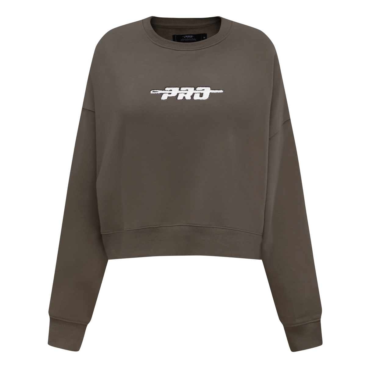 PRO STANDARD CLASSIC CHENILLE CHANDAIL À COL ROND EN MOLLETON À LOGO BLANC POUR FEMME (TAUPE FONCÉ)