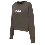 PRO STANDARD CLASSIC CHENILLE CHANDAIL À COL ROND EN MOLLETON À LOGO BLANC POUR FEMME (TAUPE FONCÉ)