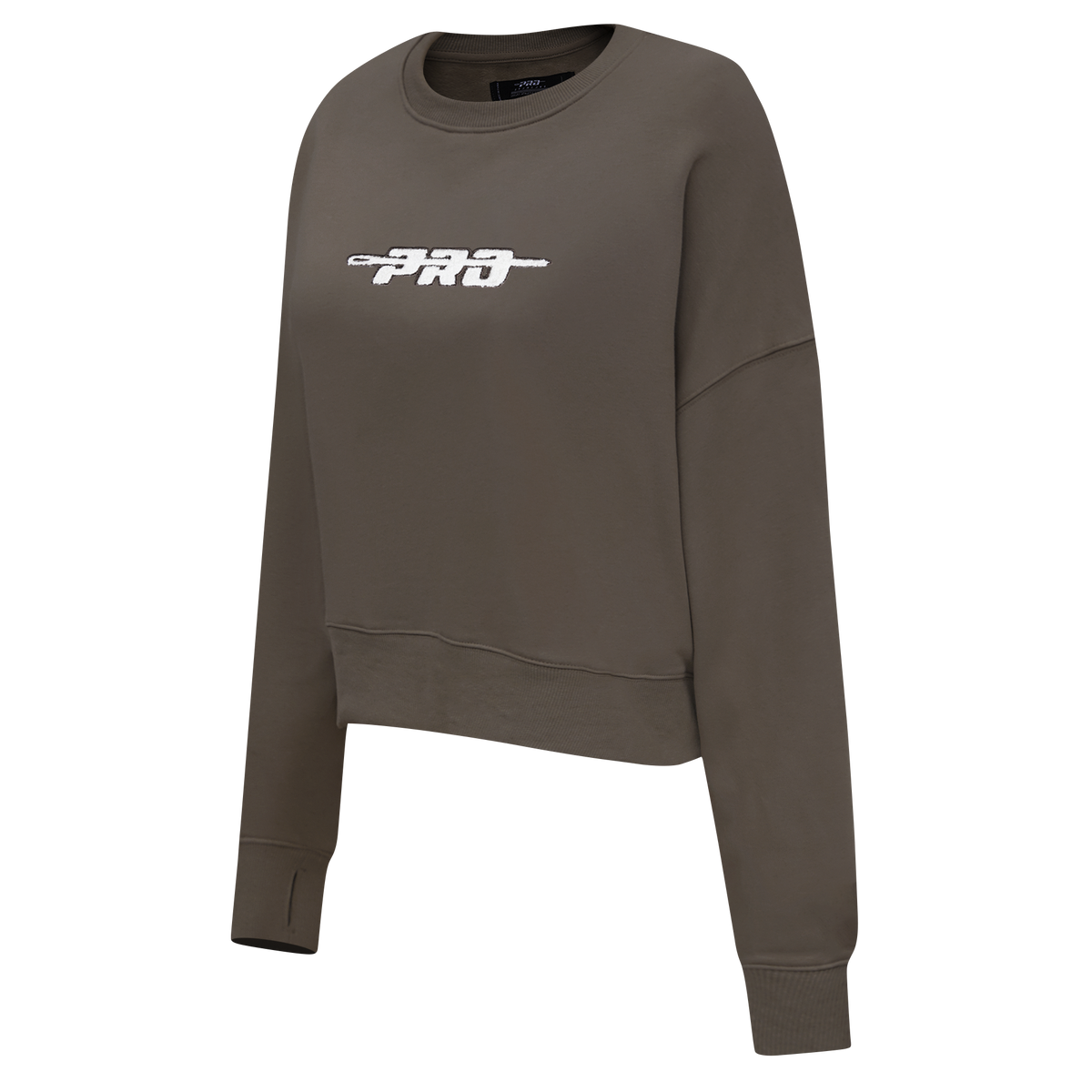 PRO STANDARD CLASSIC CHENILLE CHANDAIL À COL ROND EN MOLLETON À LOGO BLANC POUR FEMME (TAUPE FONCÉ)