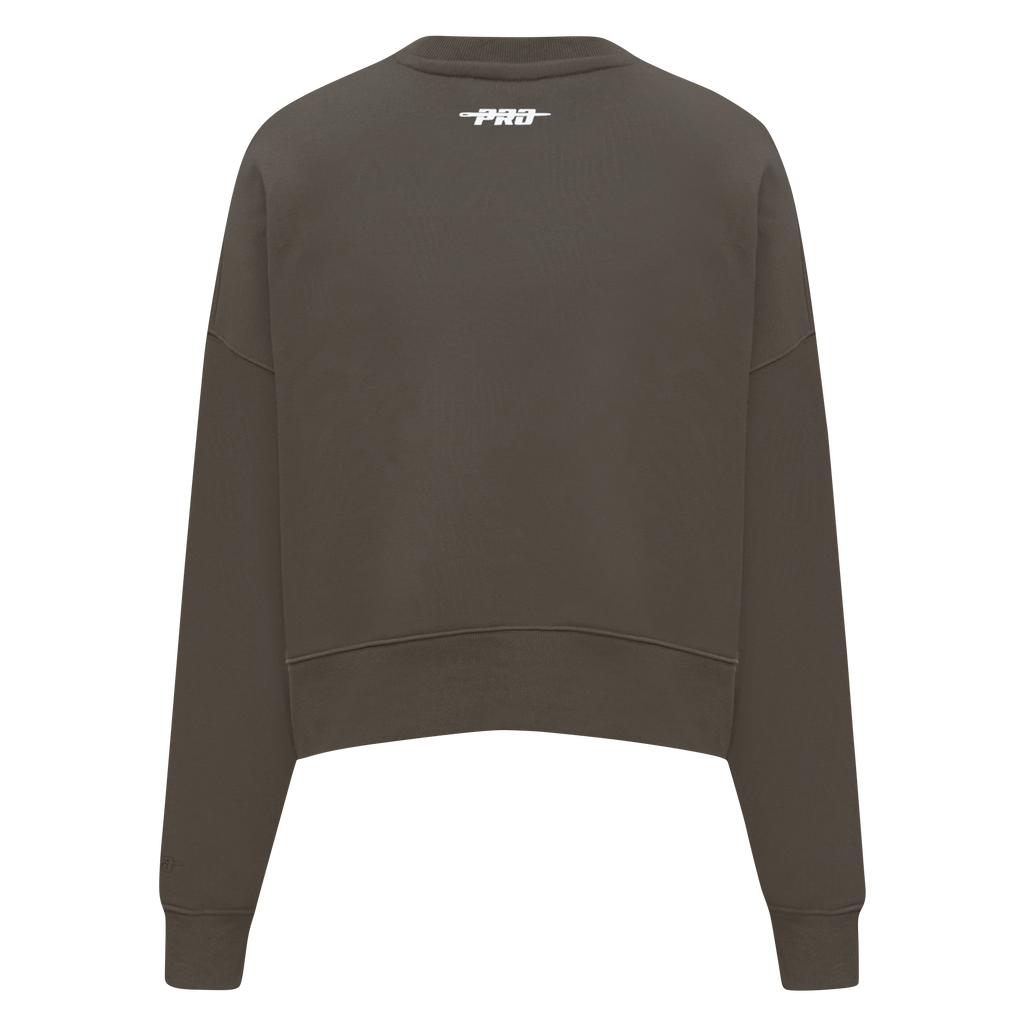 PRO STANDARD CLASSIC CHENILLE CHANDAIL À COL ROND EN MOLLETON À LOGO BLANC POUR FEMME (TAUPE FONCÉ)