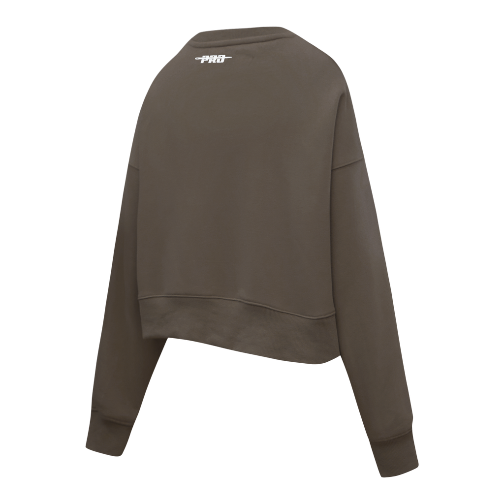 PRO STANDARD CLASSIC CHENILLE CHANDAIL À COL ROND EN MOLLETON À LOGO BLANC POUR FEMME (TAUPE FONCÉ)
